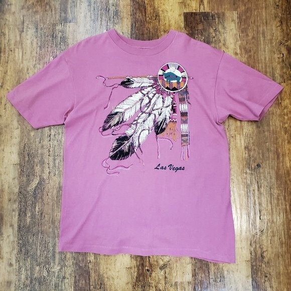 Vintage 90's Diamond Dust Pink Las Vegas Tourist Tee - Picture 1 of 5